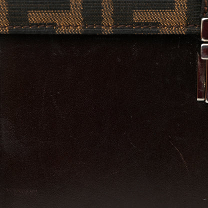 Fendi Zucca Calfskin Flap Clutch Tobacco Black 15 of 22