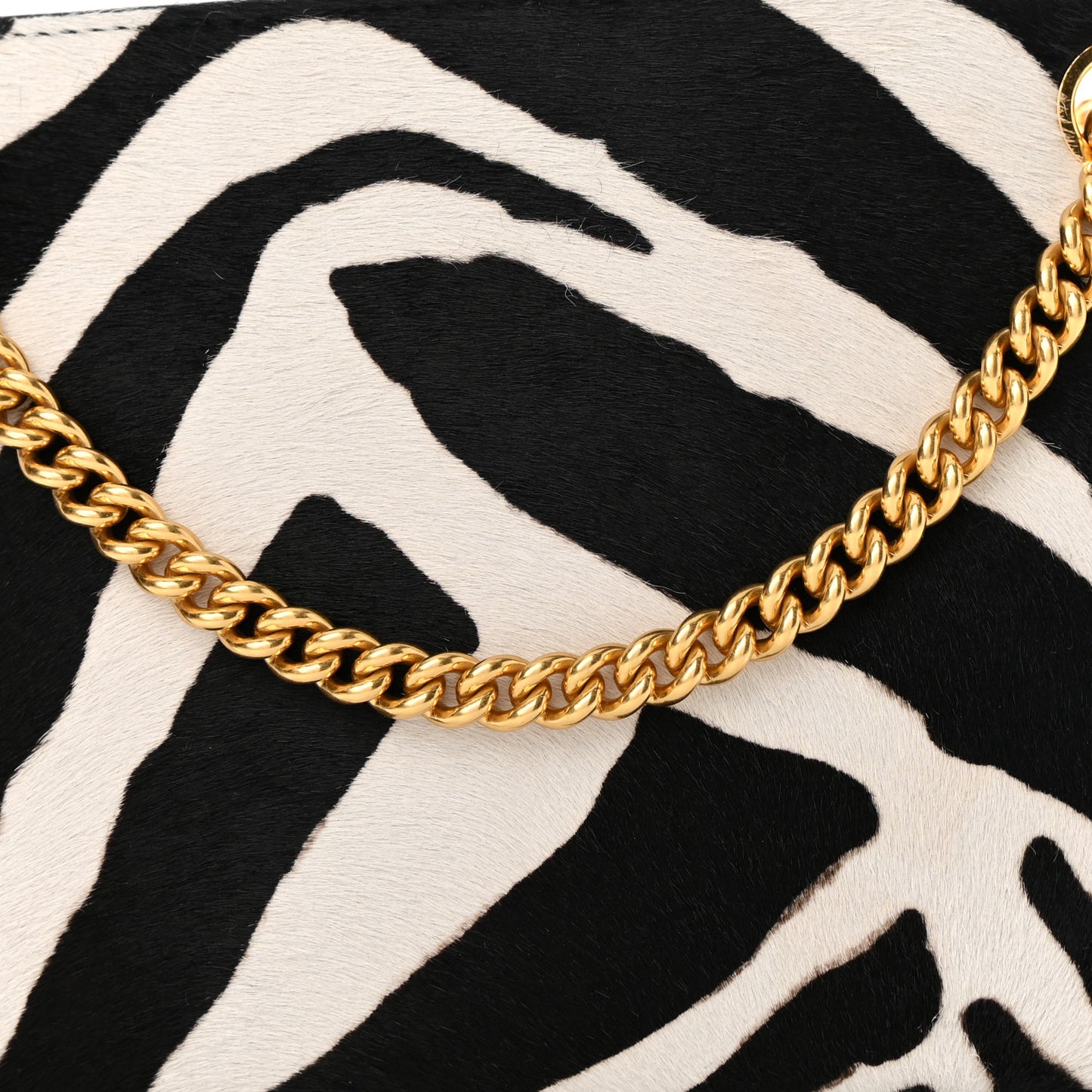 Calf Hair Zebra Print Small Chain Crossbody Bag Black