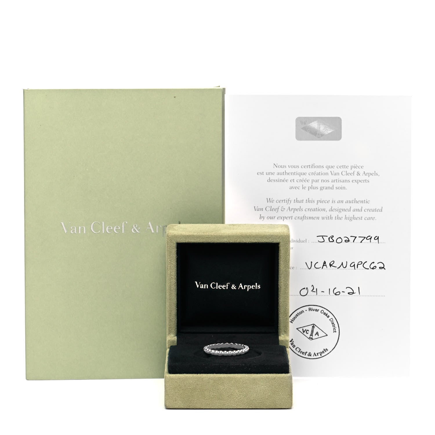 Van Cleef & Arpels 18K White Gold Medium Perlee Ring 62 10 5 of 5
