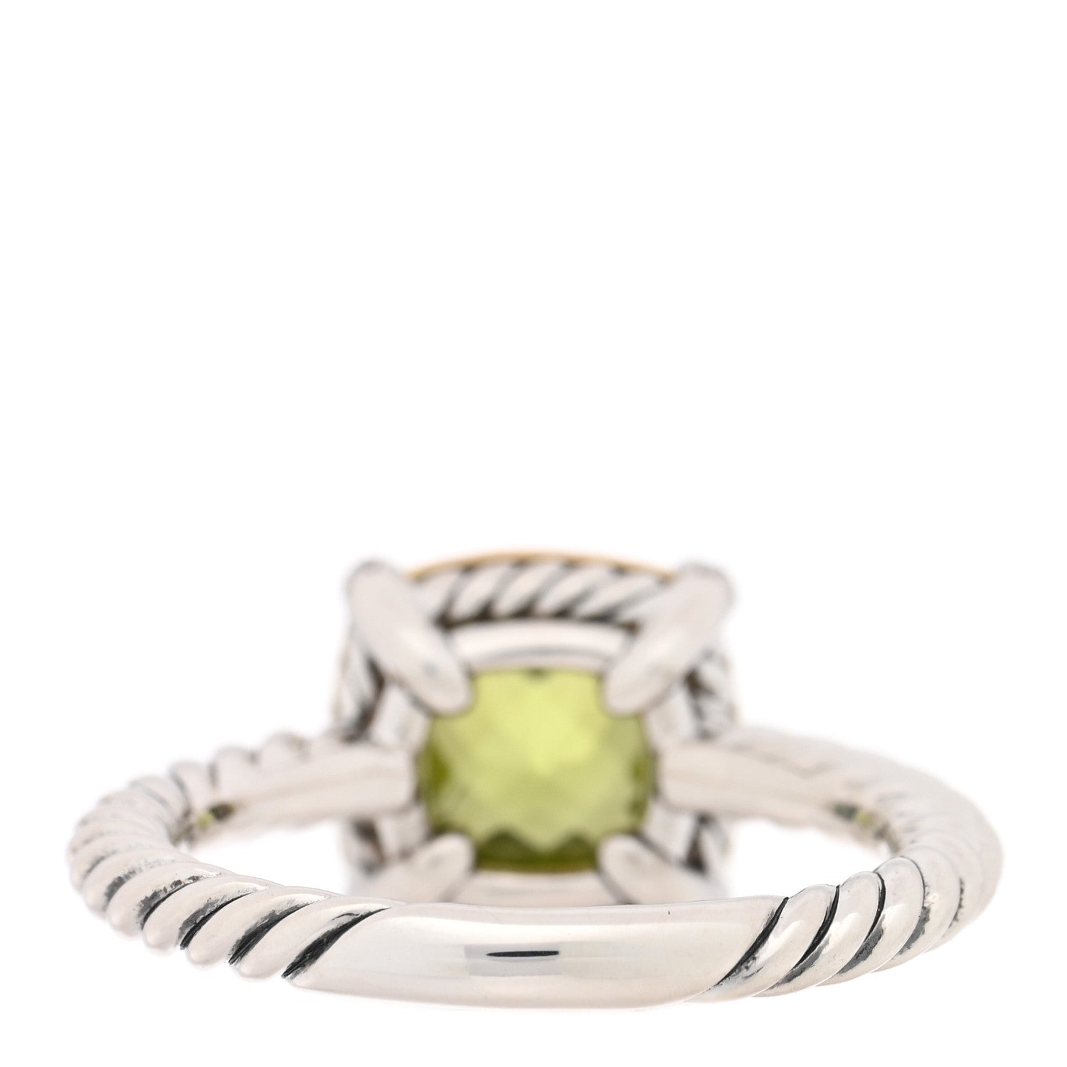 David Yurman Sterling Silver 18K Yellow Gold Diamond Peridot 7mm Chatelaine Bezel Ring 53 6.25 3 of 4