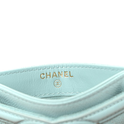 Chanel Caviar Quilted Filigree Card Holder Light Blue 6 of 9
