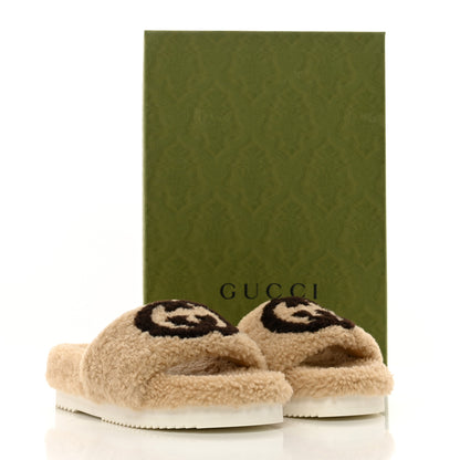 Gucci Shearling Womens Eileen Slide Sandals 38 Cocoa Butterscotch 9 of 9