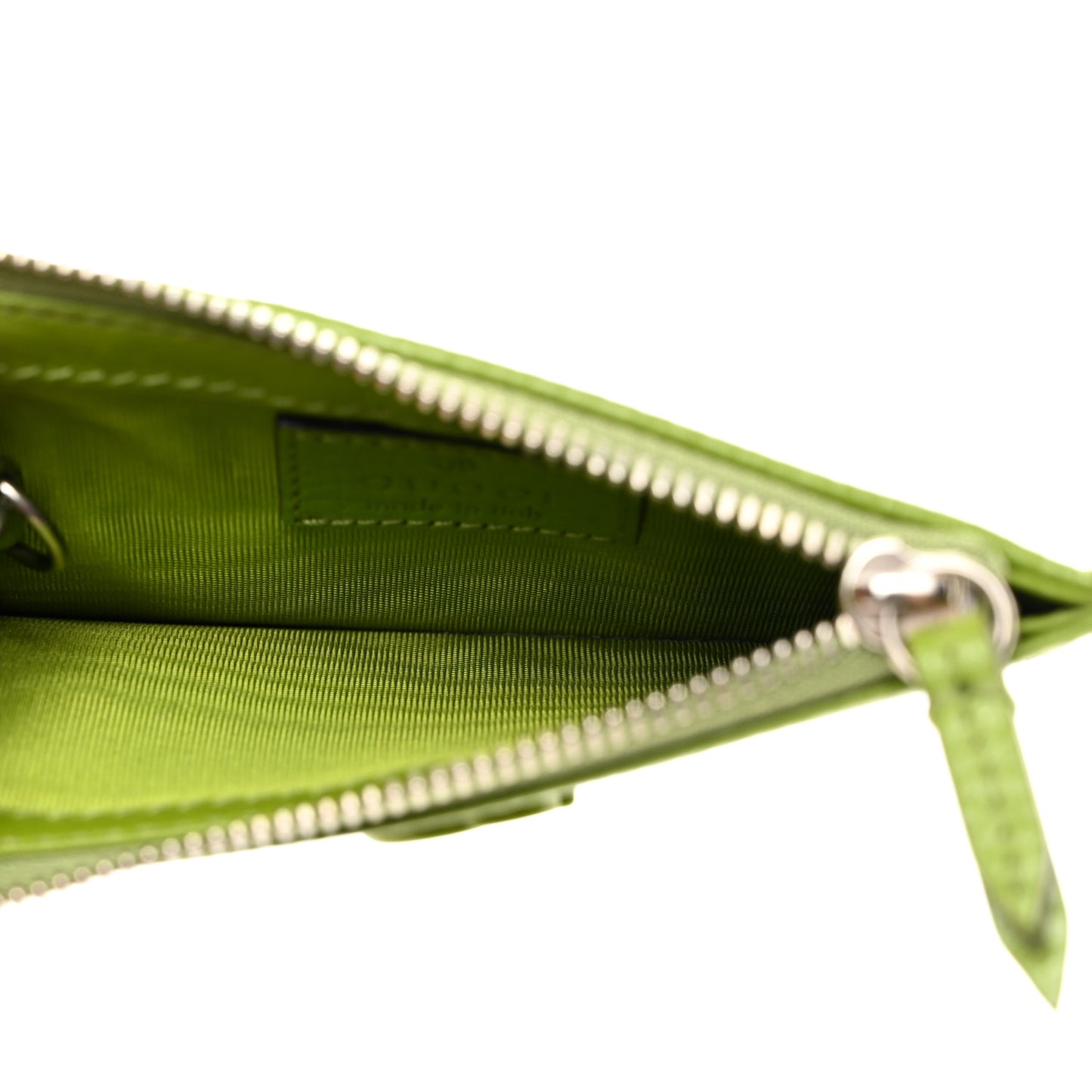 Dollar Calfskin Enamel Monochrome GG Marmont Key Case Card Holder Lemon Leaf