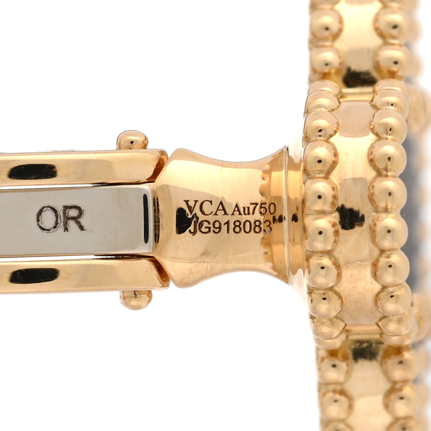 18K Yellow Gold Mother of Pearl Vintage Alhambra Earrings