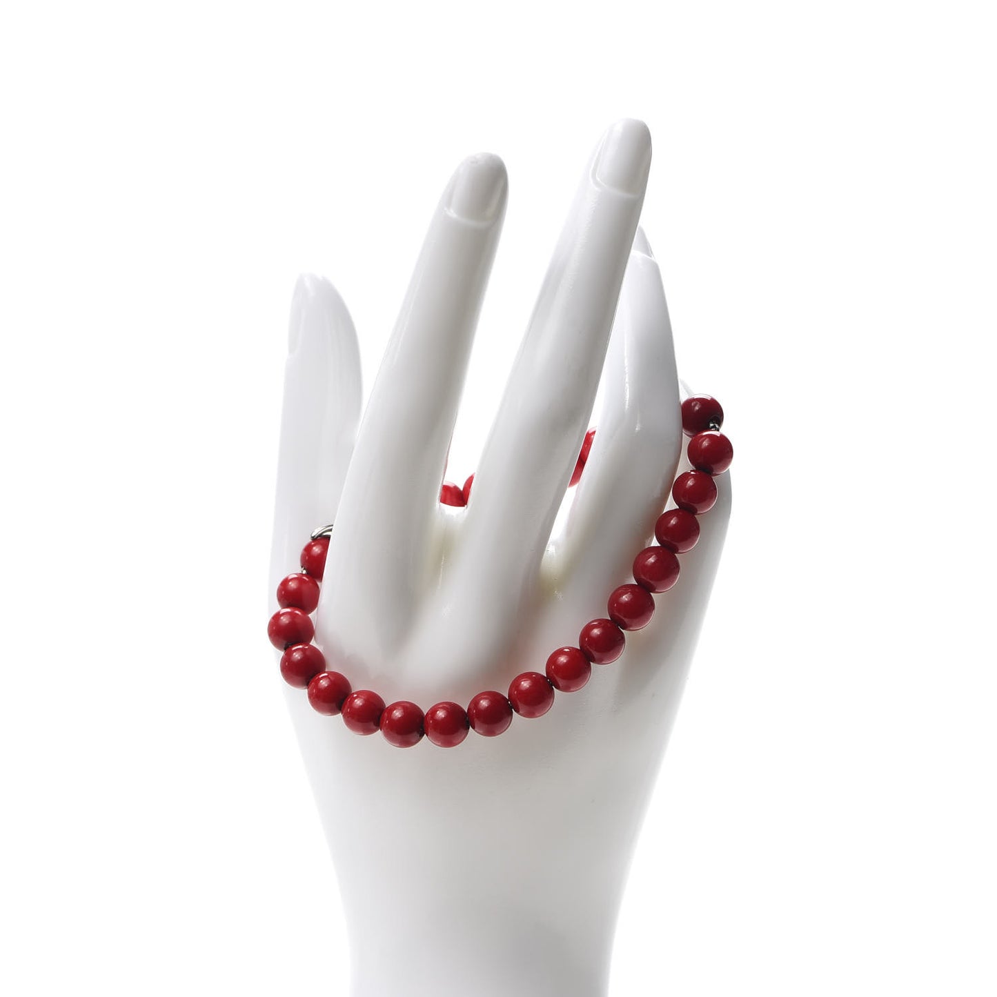 Sterling Silver Red Coral 8mm Spiritual Beads Bracelet