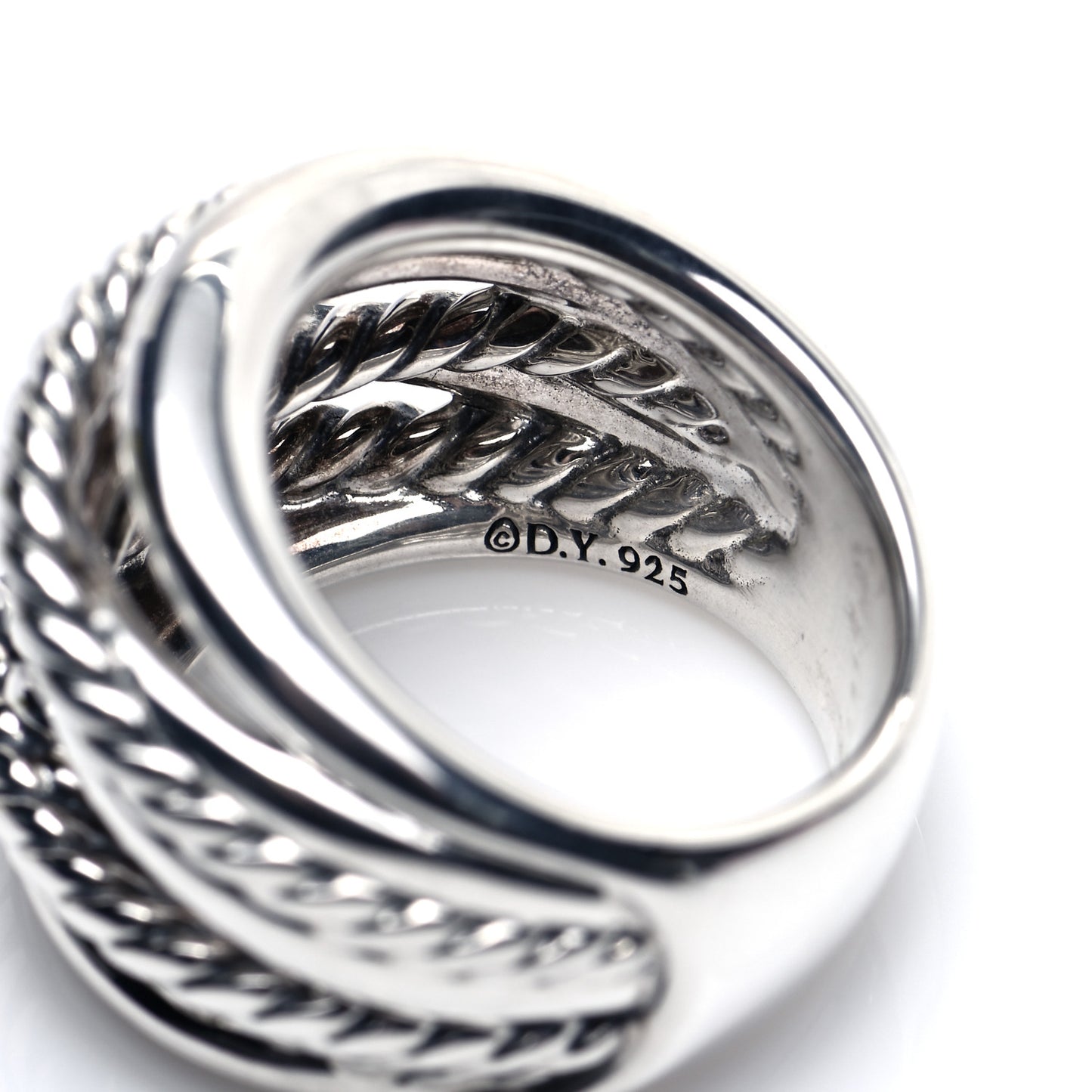 Sterling Silver 18mm Wide Crossover Cable Ring 51 5.75