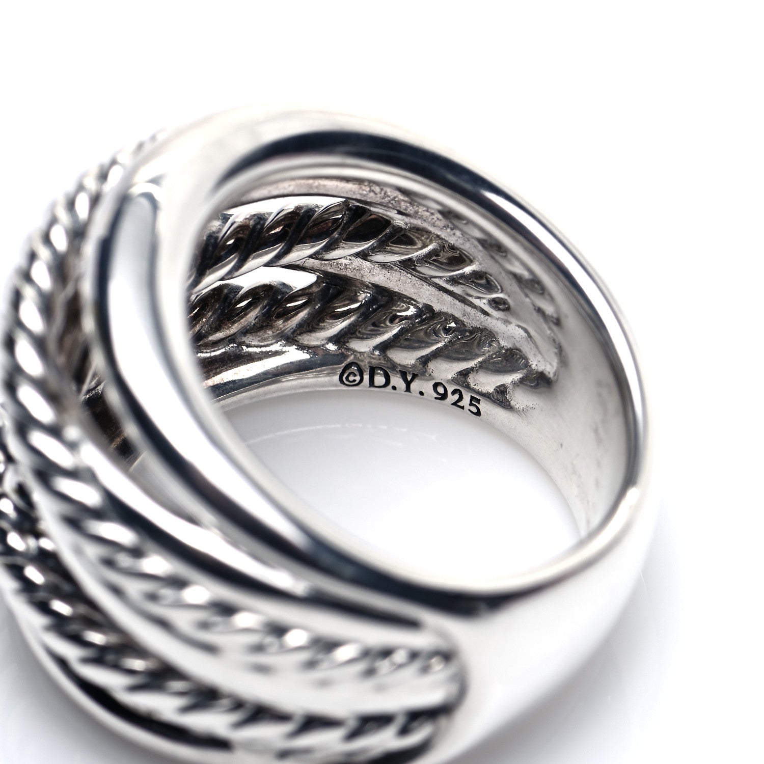 David Yurman Sterling Silver 18mm Wide Crossover Cable Ring 51 5.75 4 of 4