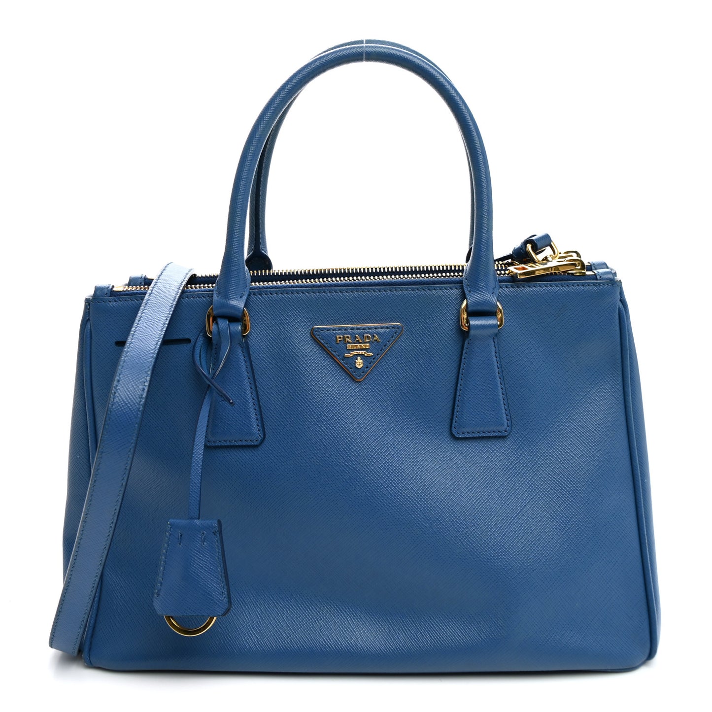 Saffiano Small Galleria Double Zip Tote Azzurro