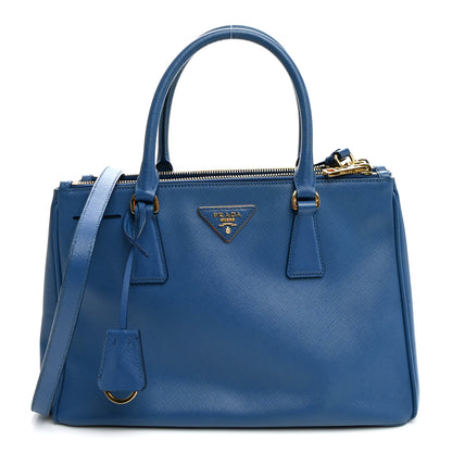 Prada Saffiano Small Galleria Double Zip Tote Azzurro 1 of 13