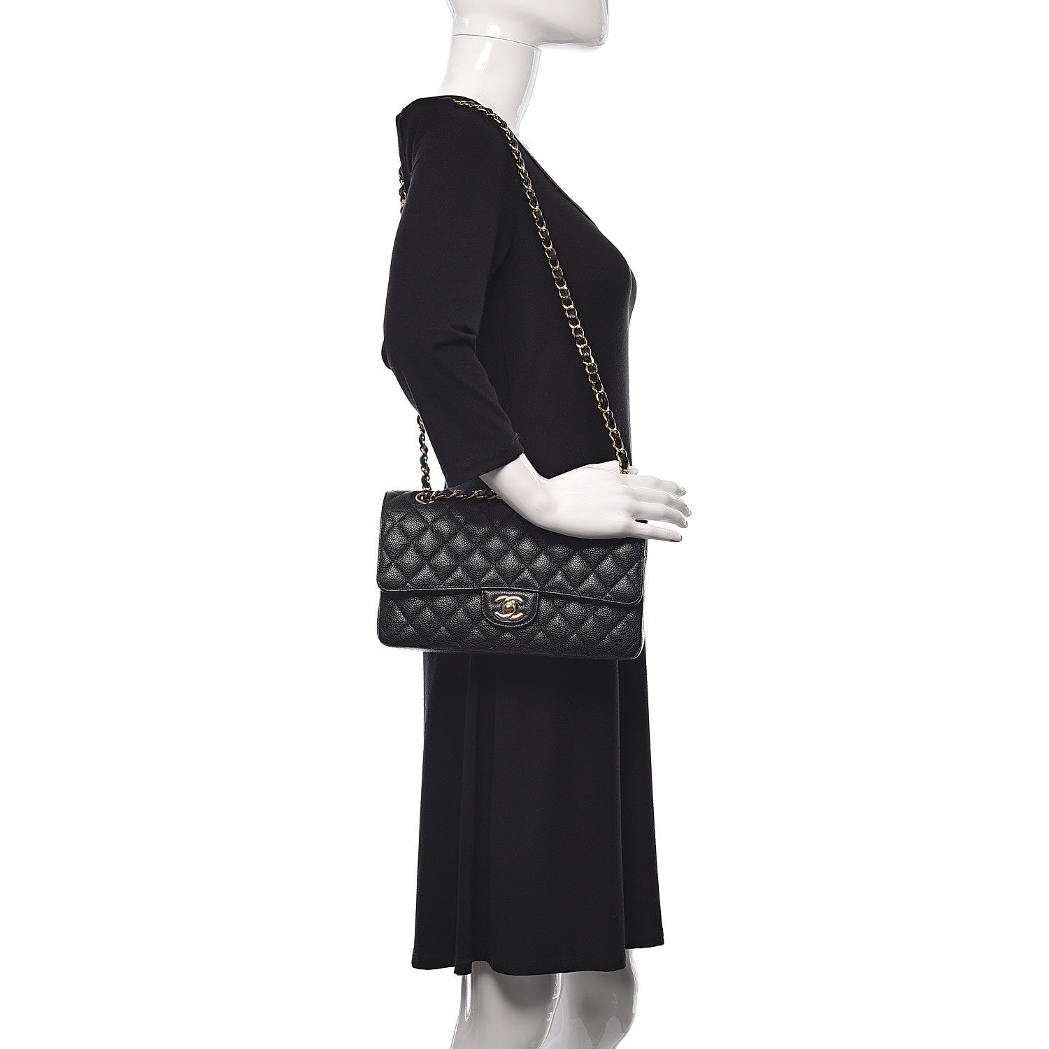 Chanel Caviar Quilted Medium Double Flap Black 2 of 11
