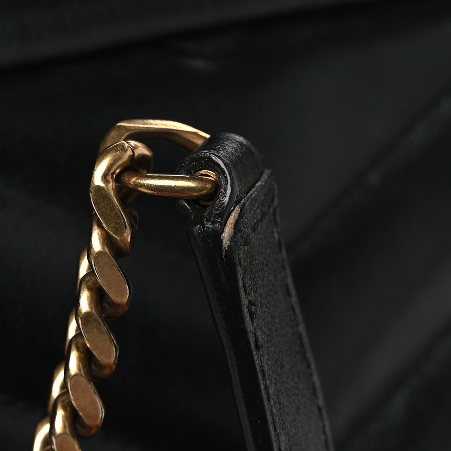Calfskin Y Quilted Monogram Medium Loulou Chain Satchel Black