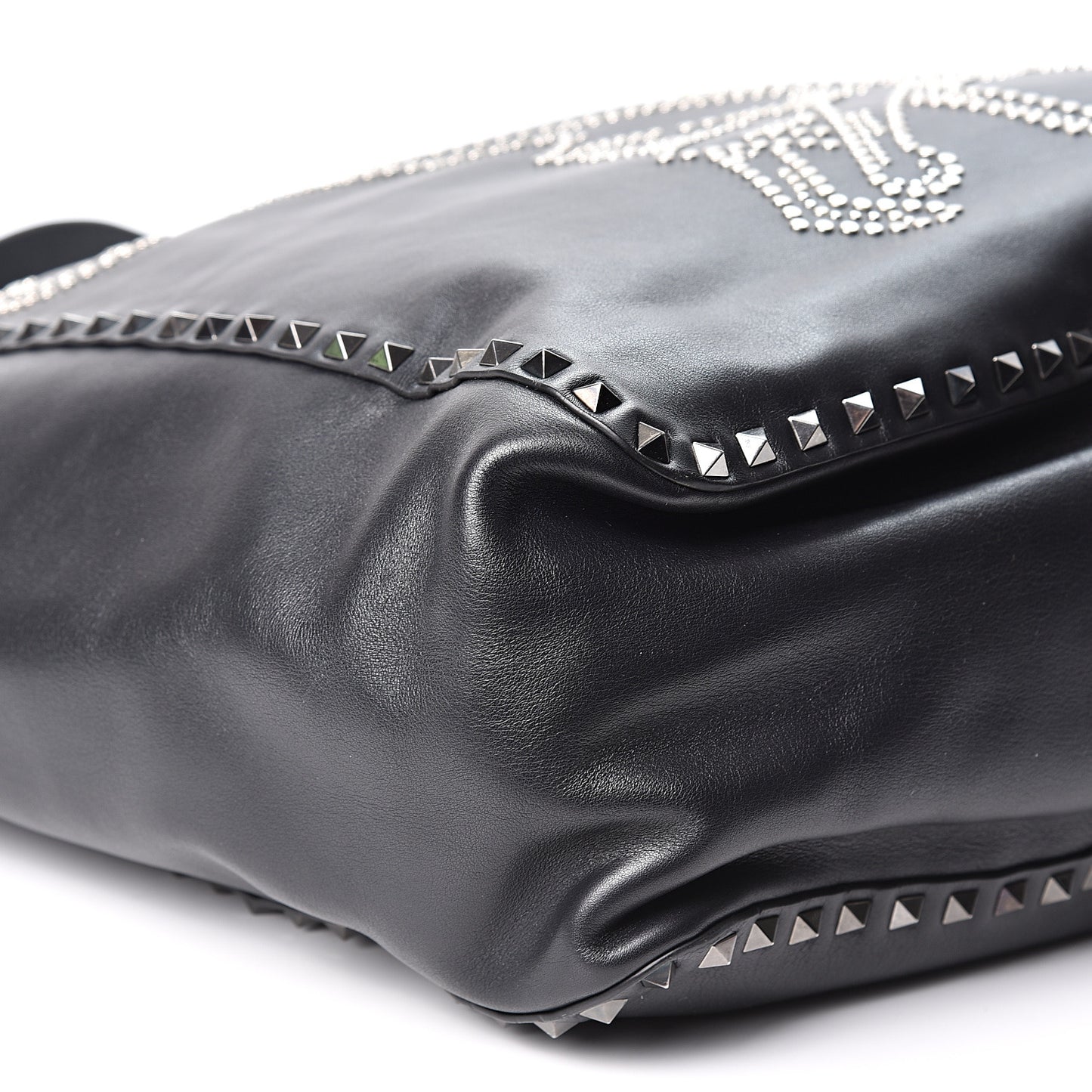 Vitello Monkey Studded Rockstud Tote Black