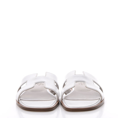 Hermes Box Calfskin Oran Sandals 38 White 2 of 7