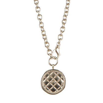 Chanel Medallion CC Quilted Pendant Necklace Gold 1 of 5