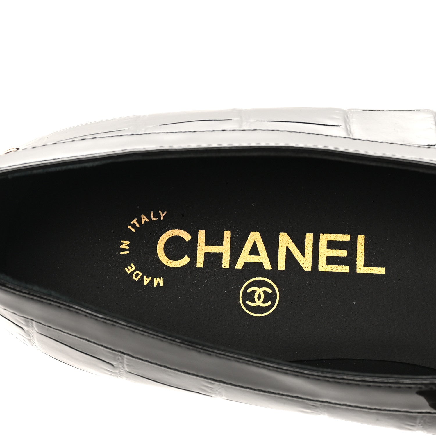 Chanel Patent Calfskin Crocodile Embossed Ballet Flats 36.5 Black 15 of 20