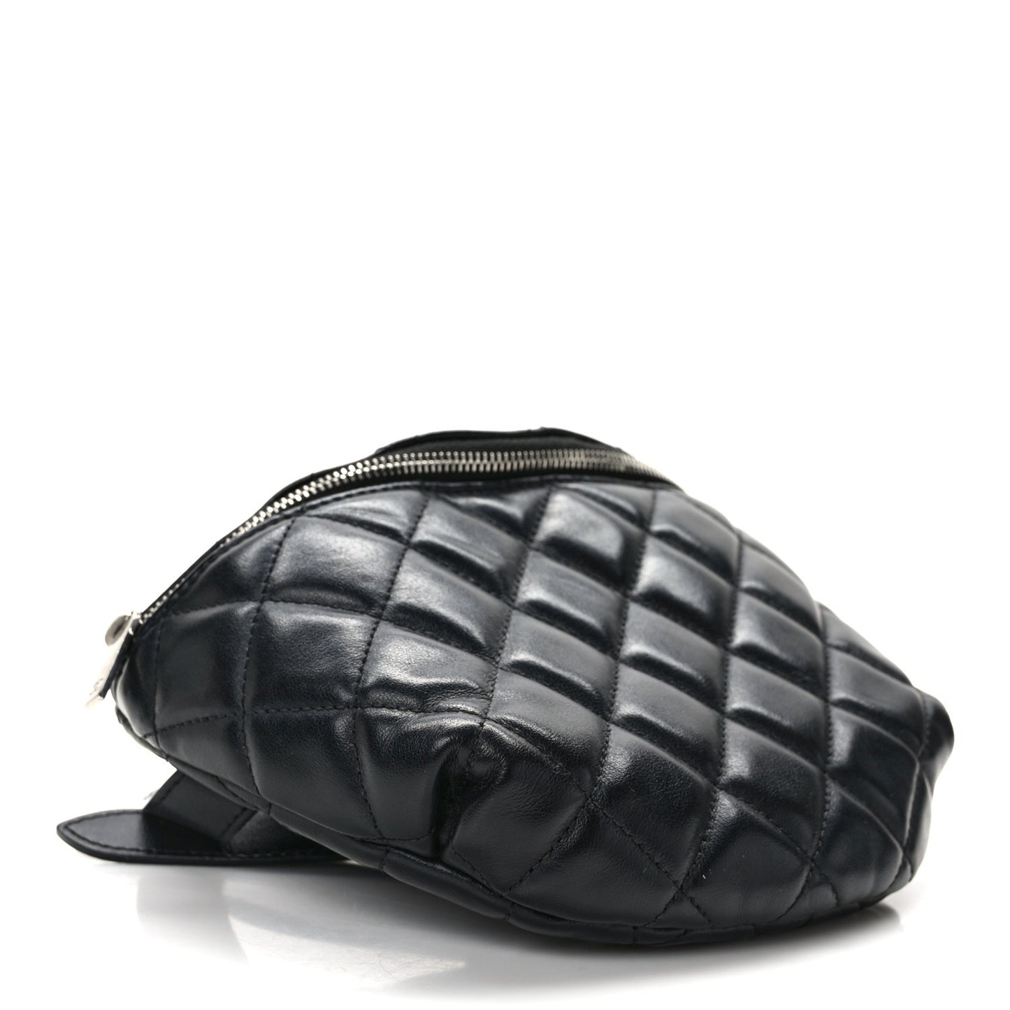 Lambskin Quilted Waist Belt Bag Black