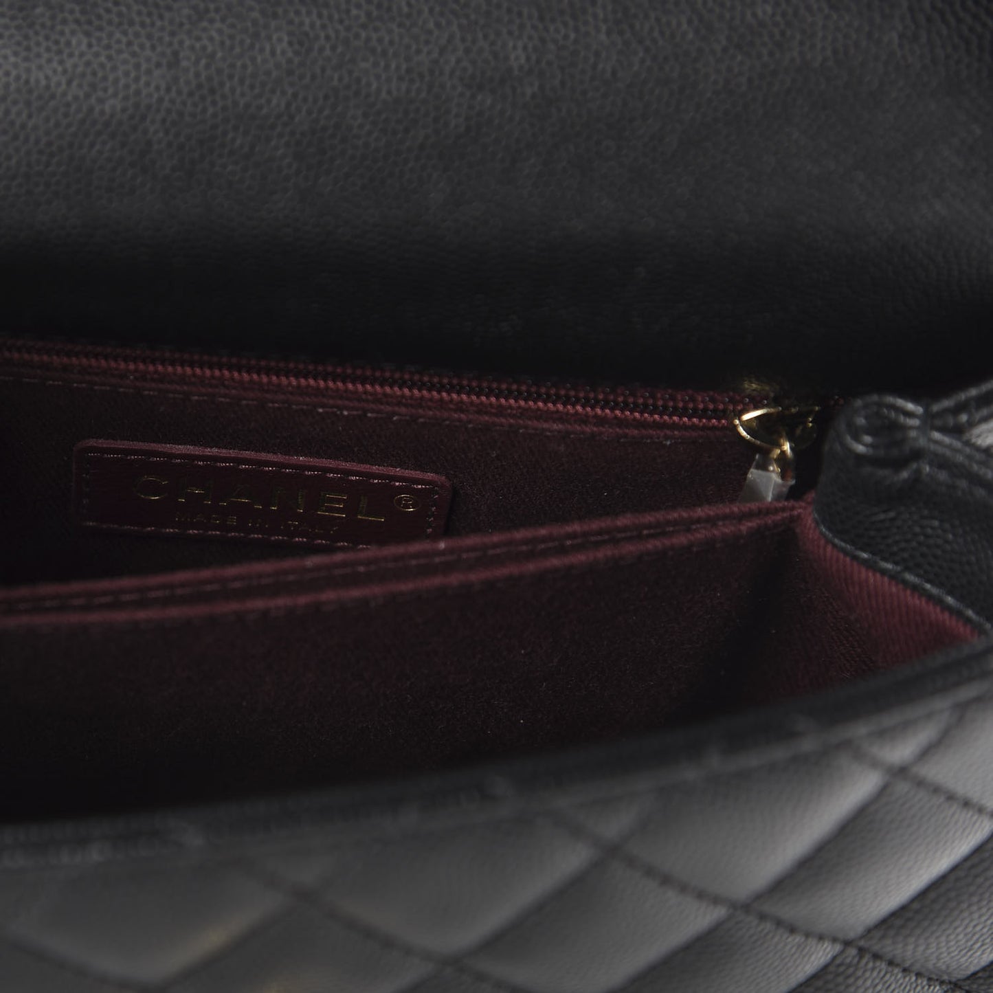 Caviar Quilted Mini Coco Handle Flap Black