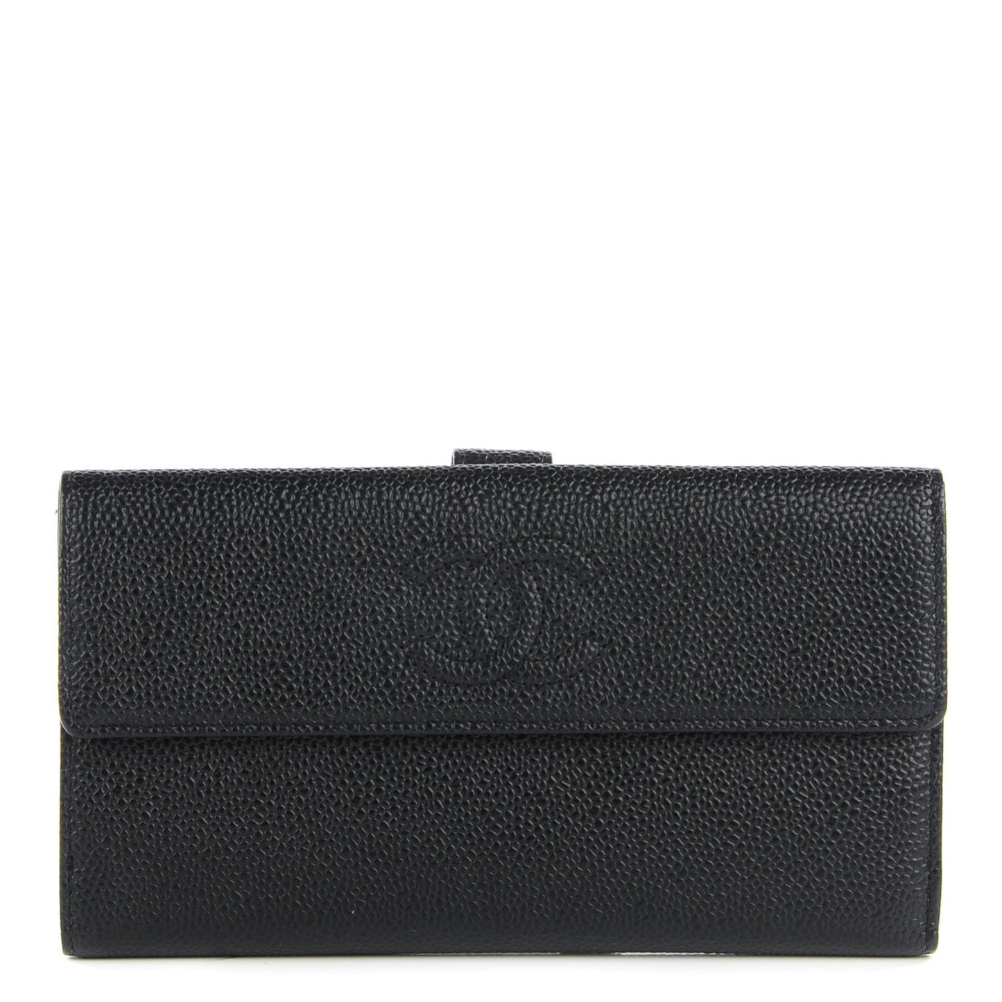 Caviar CC Long Flap Wallet Black