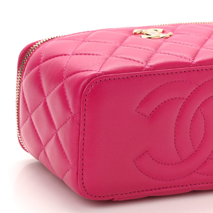 Chanel Lambskin Quilted Small Top Handle Vanity Case With Chain Dark Pink 10 of 12