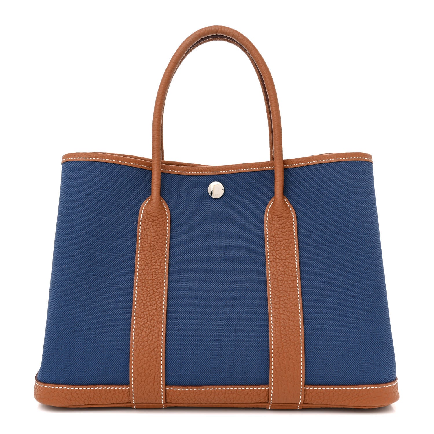 Hermes Toile Militaire Vache Country Garden Party Tote 30 Bleu France Gold 1 of 10