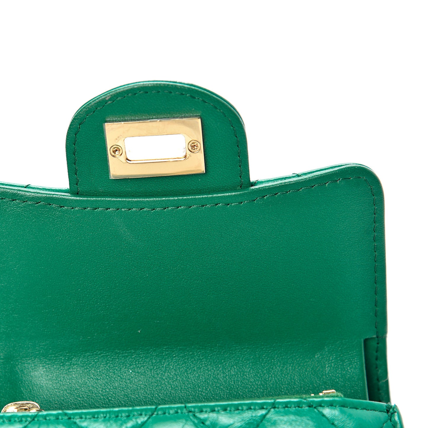 Aged Calfskin Quilted Reissue Compact Wallet Green