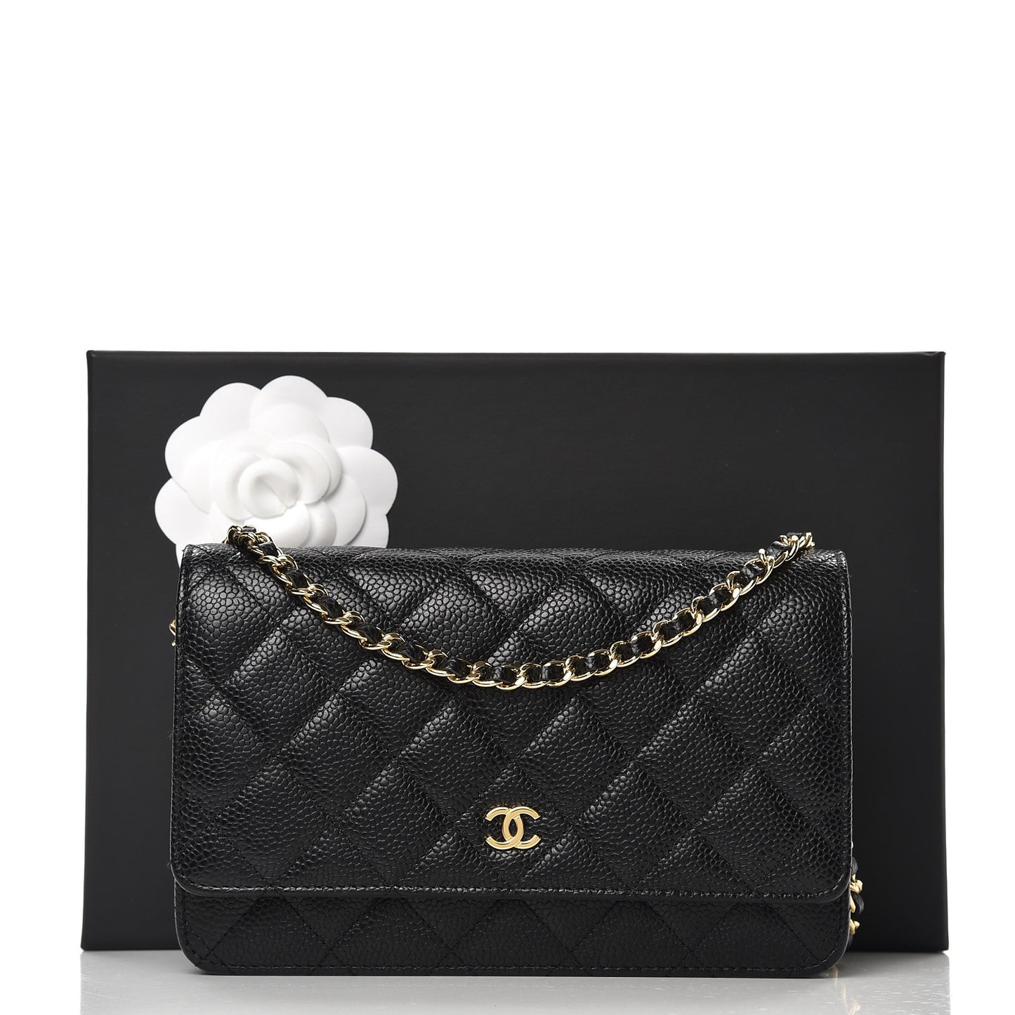 Caviar Quilted Wallet On Chain WOC Black
