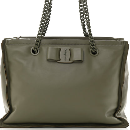 Salvatore Ferragamo Calfskin Viva Bow Tote Green 10 of 12