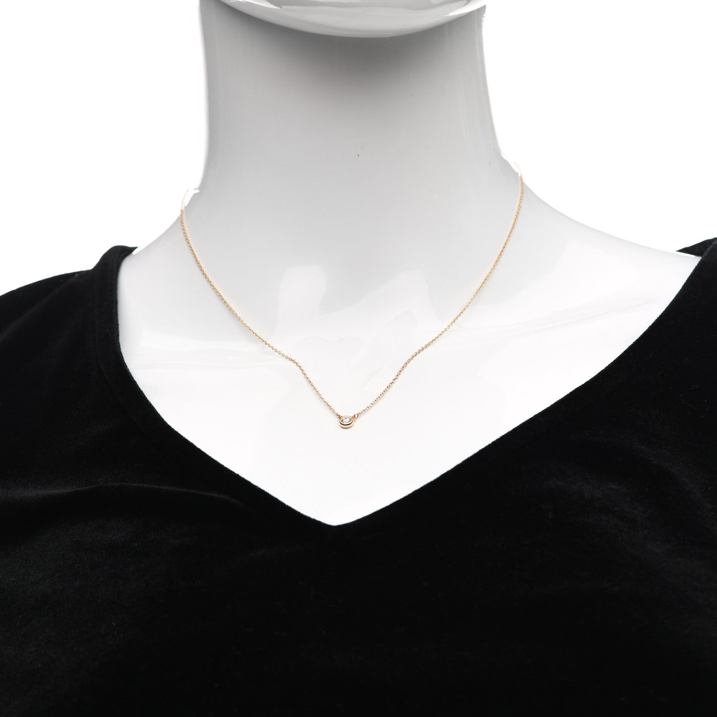 18K Rose Gold Diamond .03ct Elsa Peretti Diamonds by the Yard Pendant Necklace
