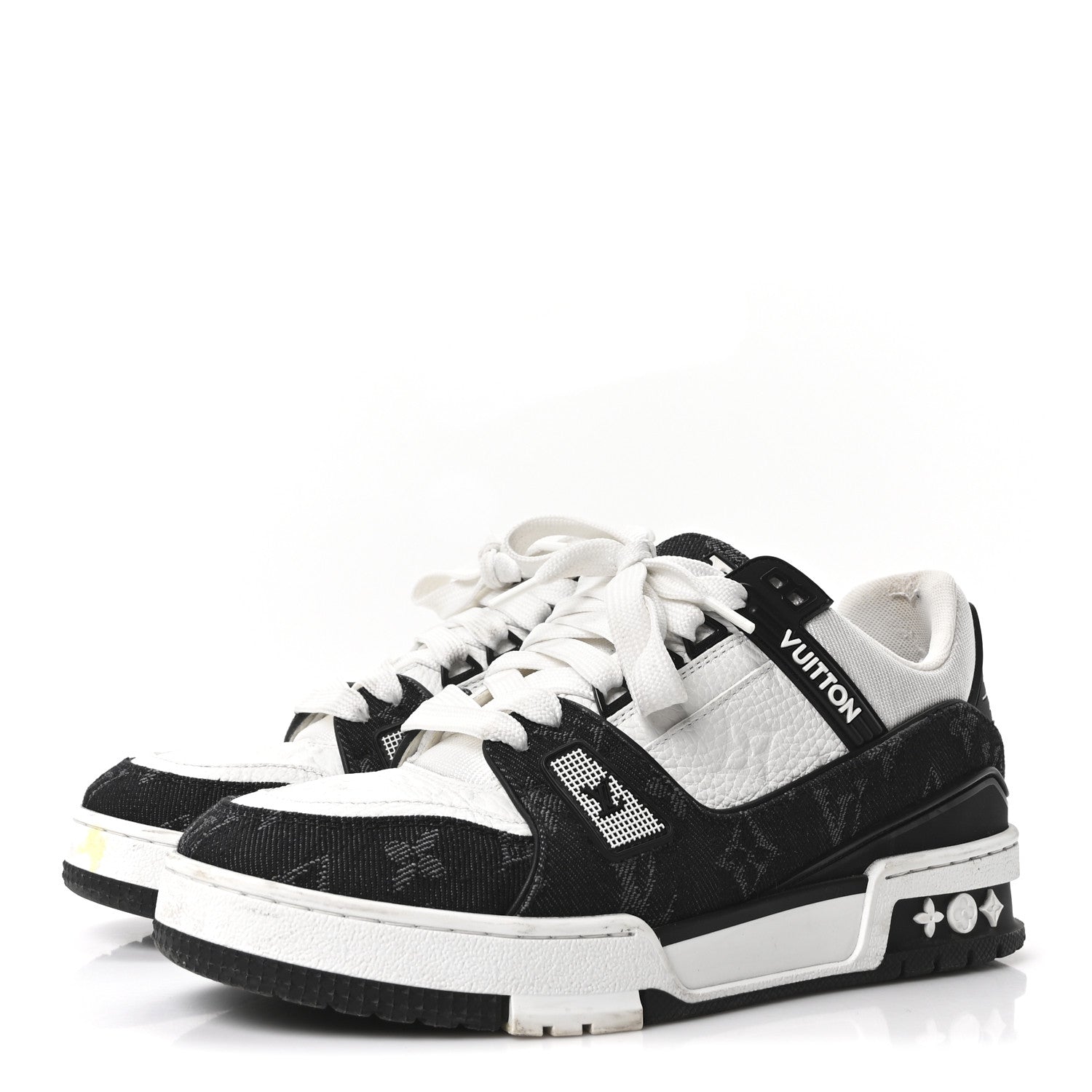 Louis Vuitton Calfskin Embossed Monogram Denim Womens LV Trainer