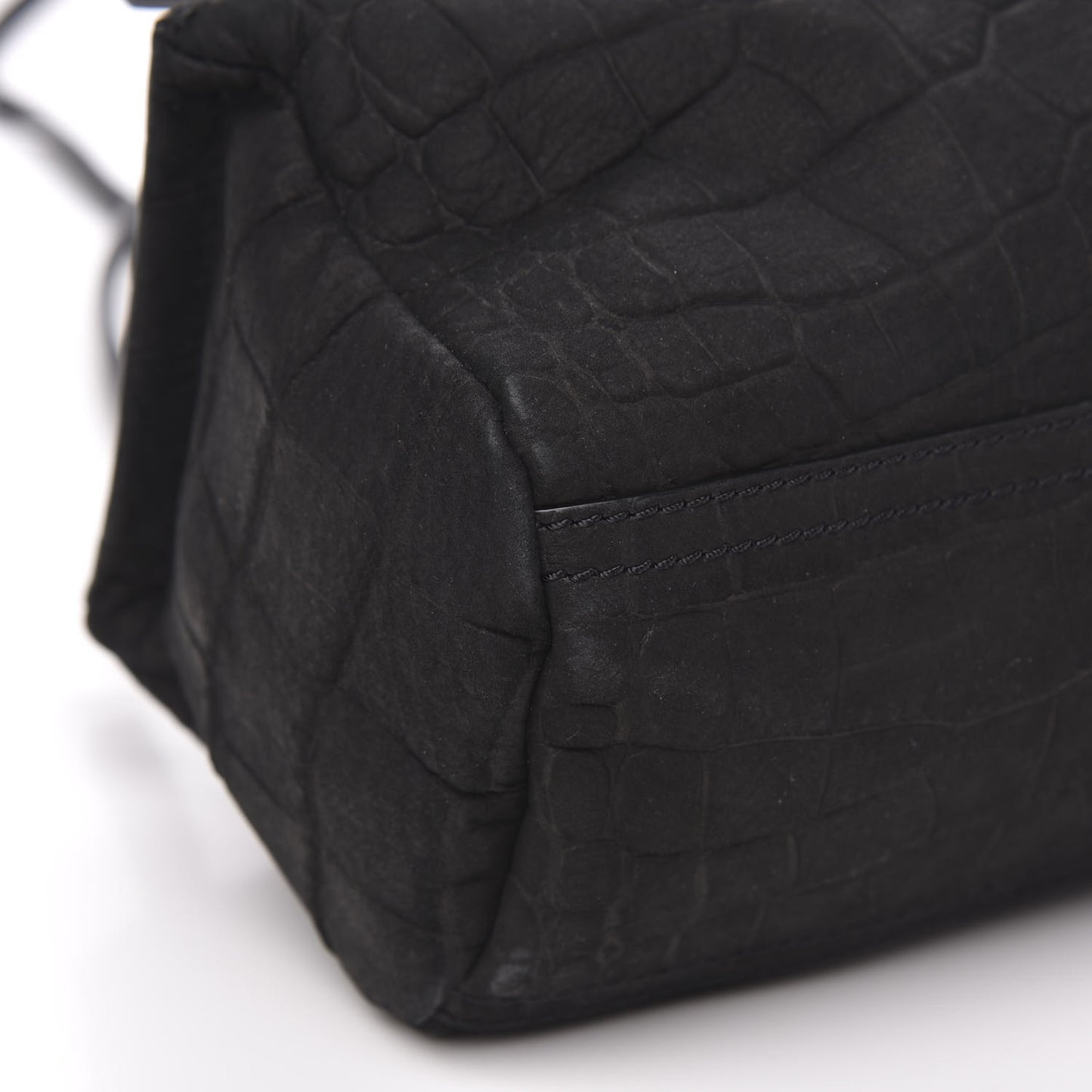 Calfskin Crocodile Embossed Mini Pandora Black