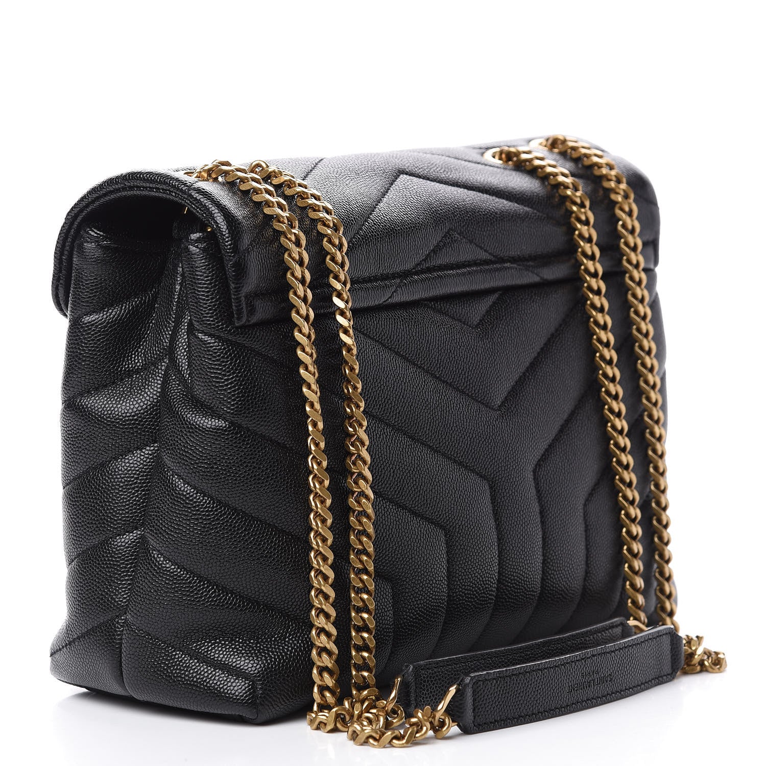 Saint Laurent Grain de Poudre Calfskin Y Quilted Monogram Small Loulou Chain Satchel Black 3 of 12
