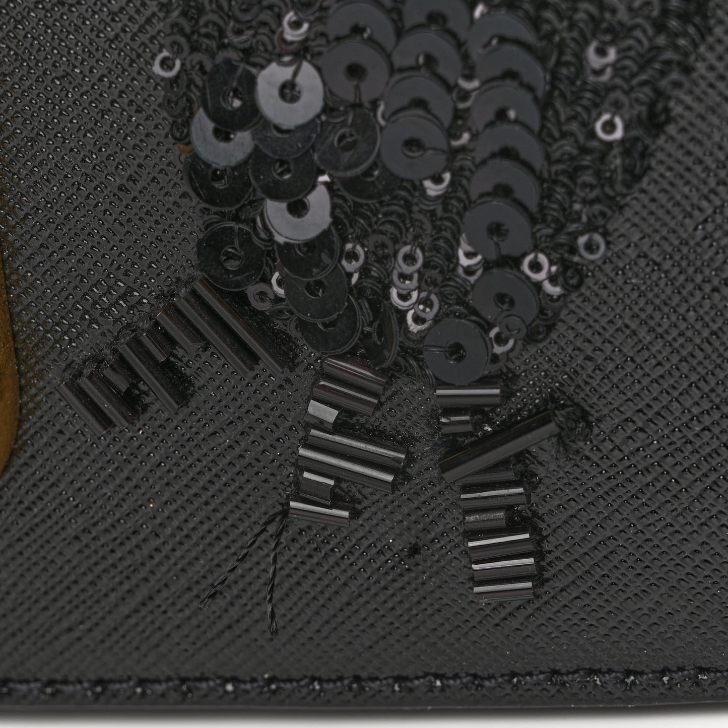 Saffiano Sequin Crystal Embellished Small Snapshot Camera Bag Black