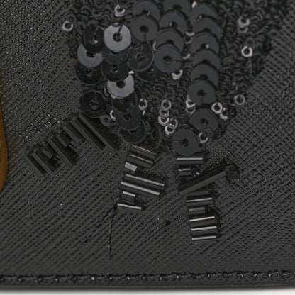 Marc Jacobs Saffiano Sequin Crystal Embellished Small Snapshot Camera Bag Black 11 of 12