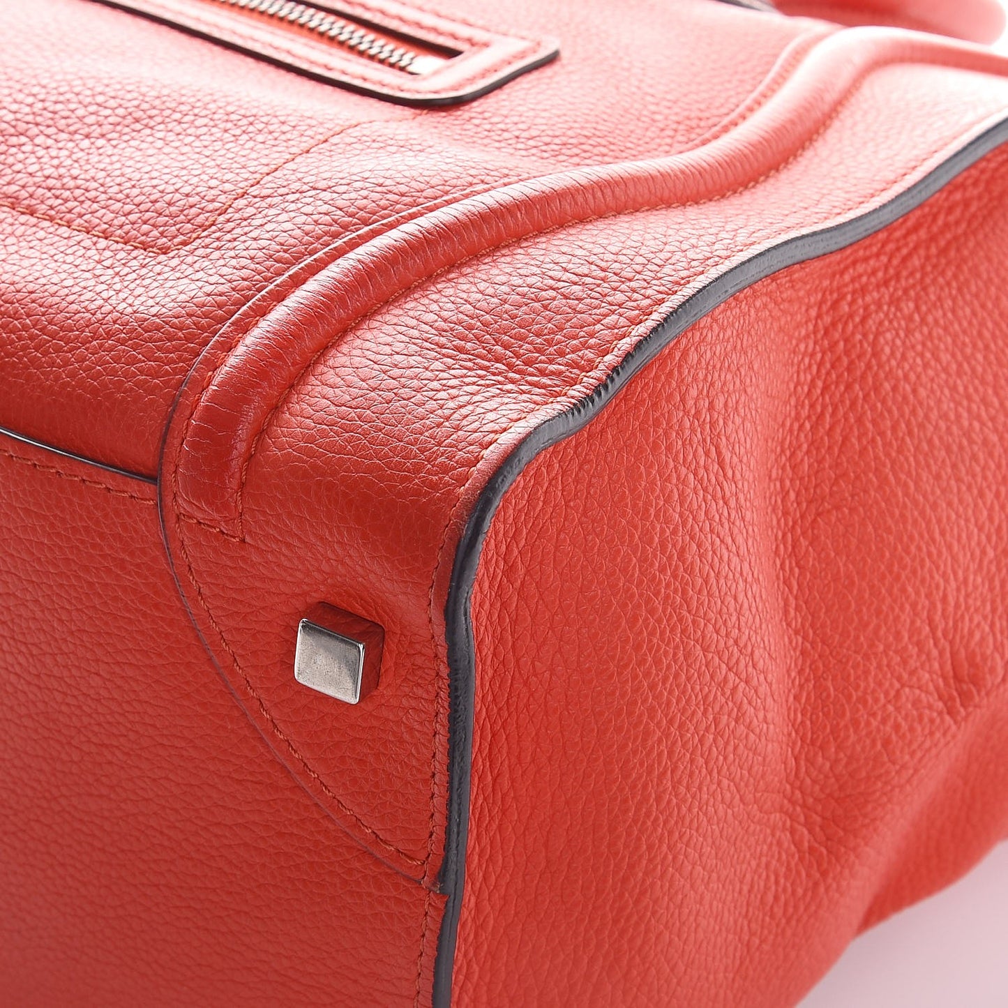 Drummed Calfskin Mini Luggage Vermillion