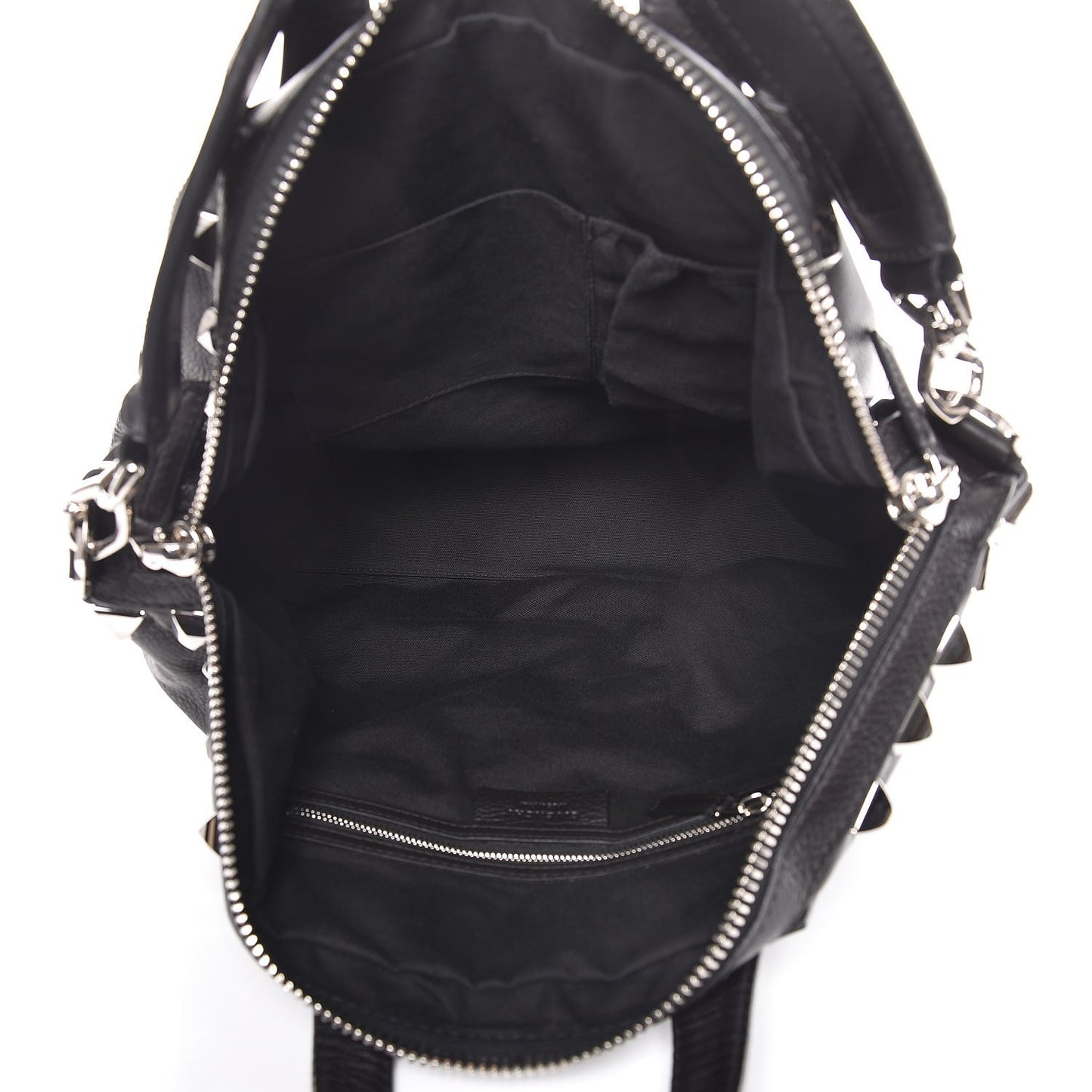 Waxy Grained Calfskin Studded Medium Nightingale Black