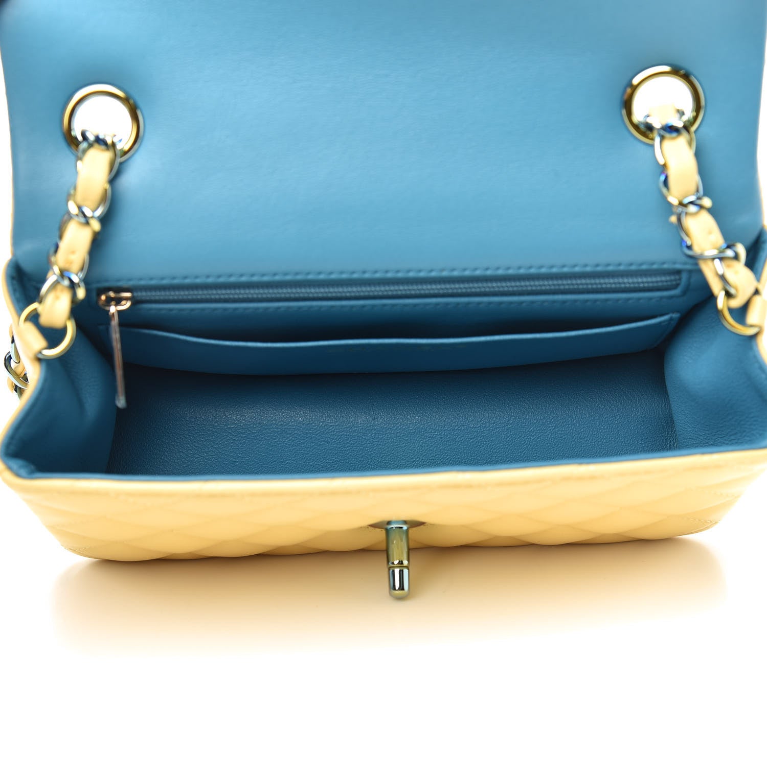 Chanel Lambskin Quilted Mini Rectangular Flap Yellow Blue 5 of 12