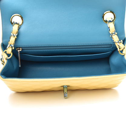 Chanel Lambskin Quilted Mini Rectangular Flap Yellow Blue 5 of 12
