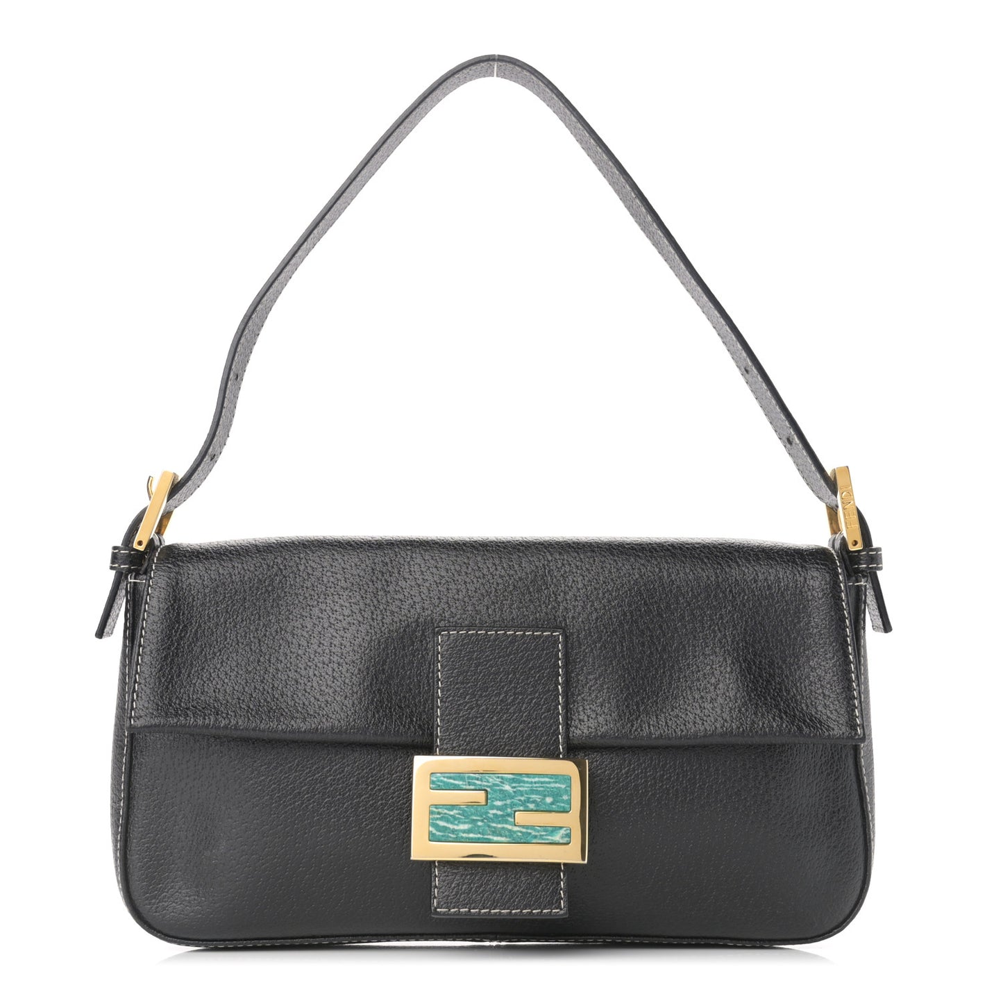 Pebbled Calfskin Baguette Black