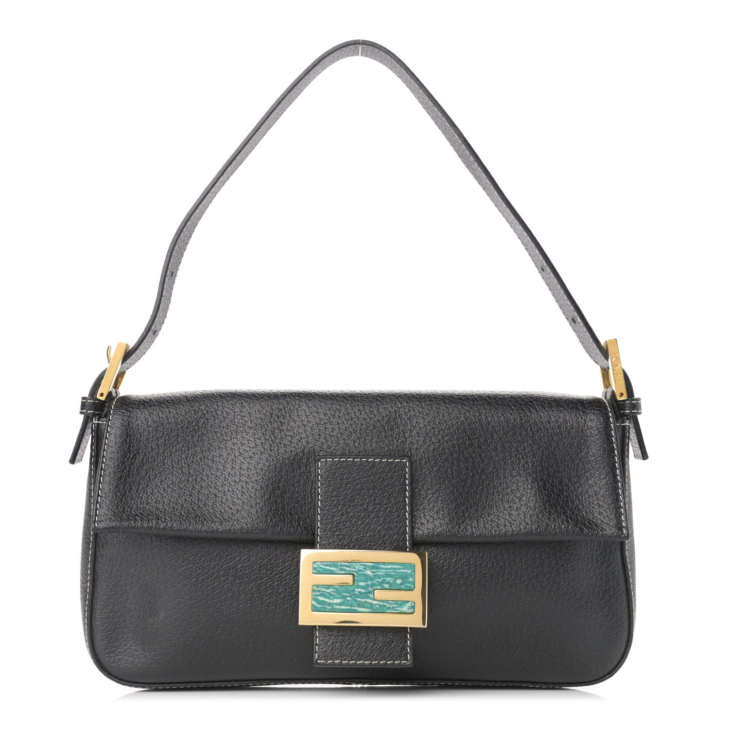Fendi Pebbled Calfskin Baguette Black 1 of 13