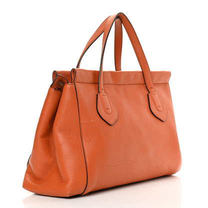Gucci Pebbled Calfskin Large Lady Tassel Top Handle Bag Orange 3 of 22