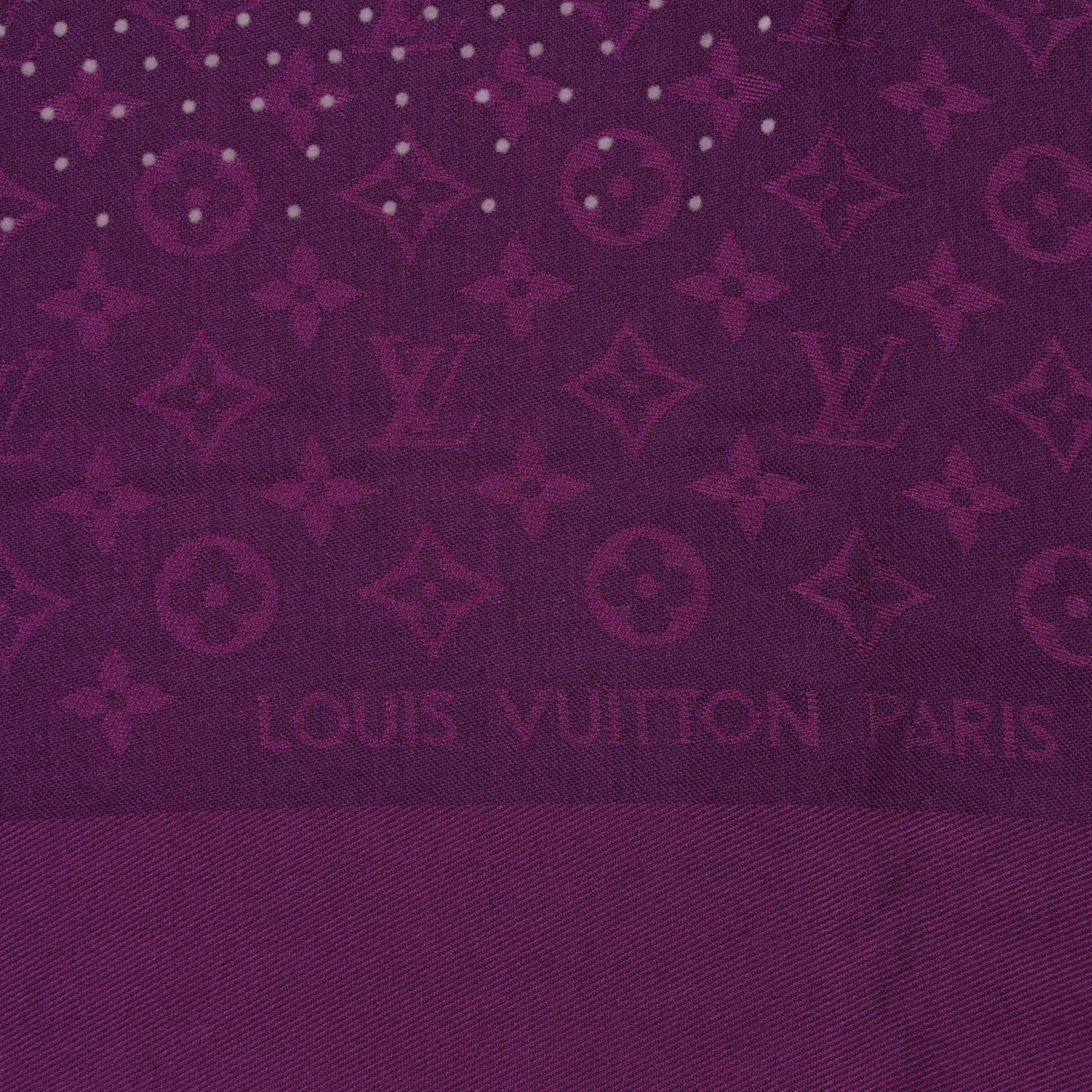 Silk Wool Monogram Polka Dot Shawl Cassis