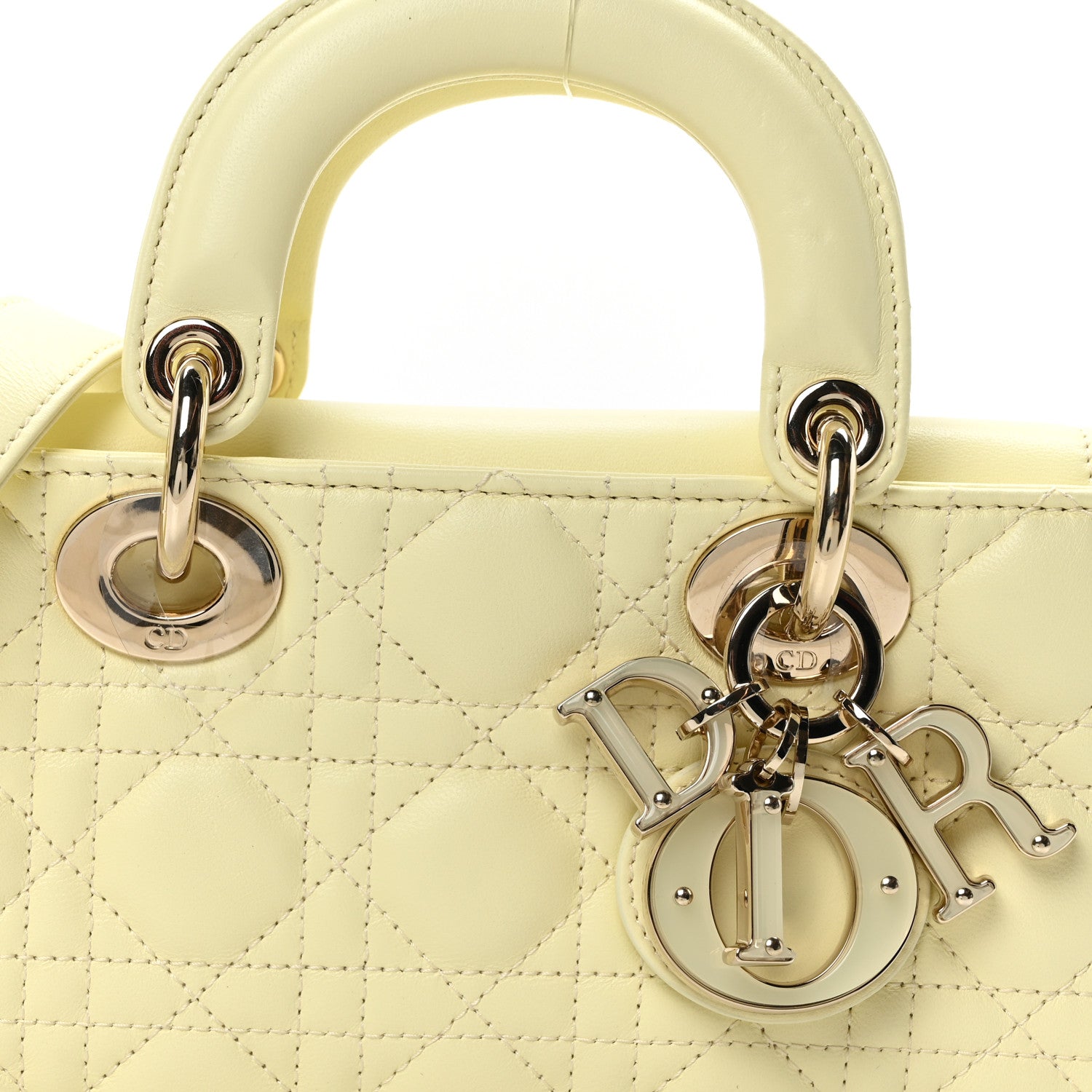 Christian Dior Calfskin Cannage Lady D-Joy Light Yellow 8 of 10