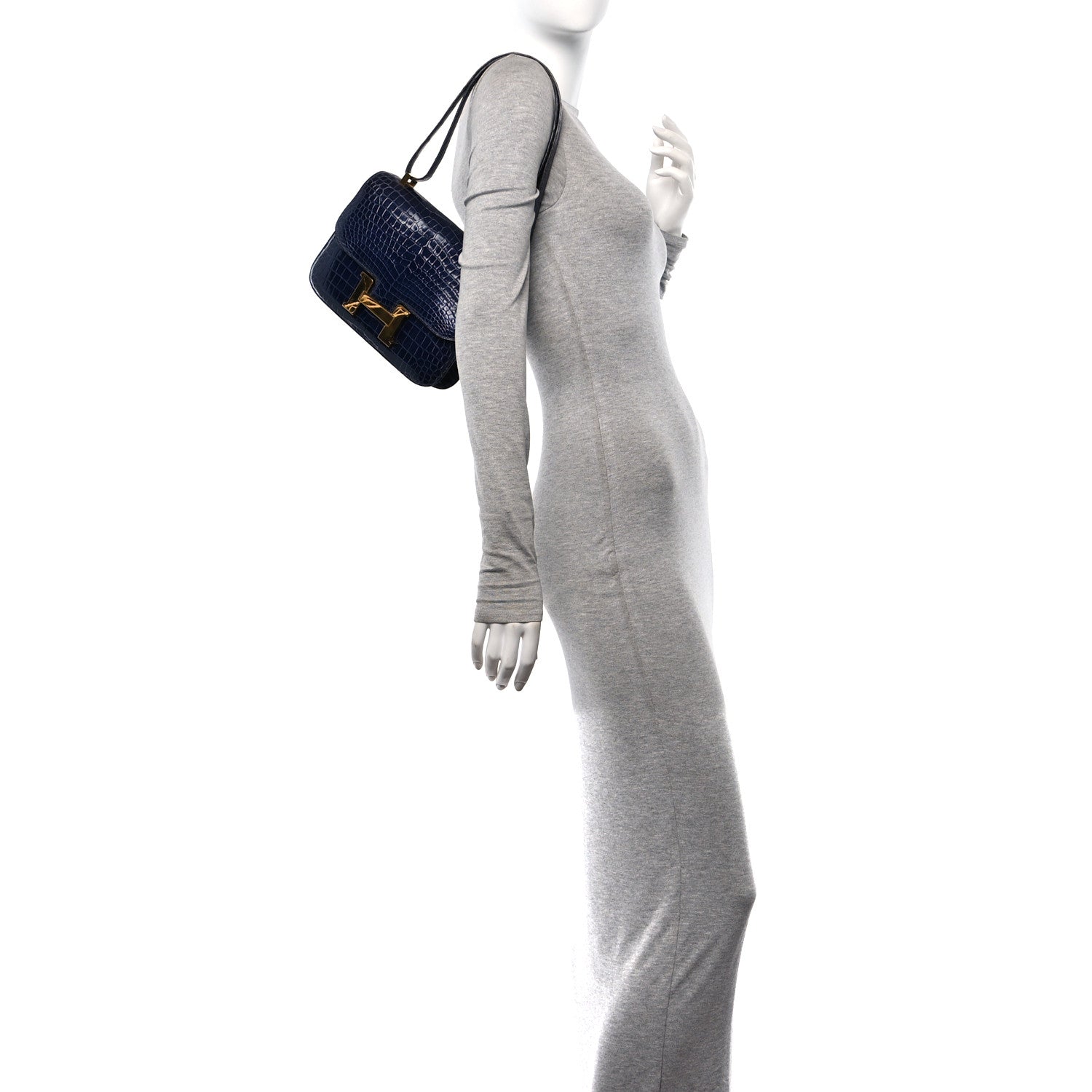 Hermes Shiny Porosus Crocodile Constance 23 Bleu Saphir 2 of 9