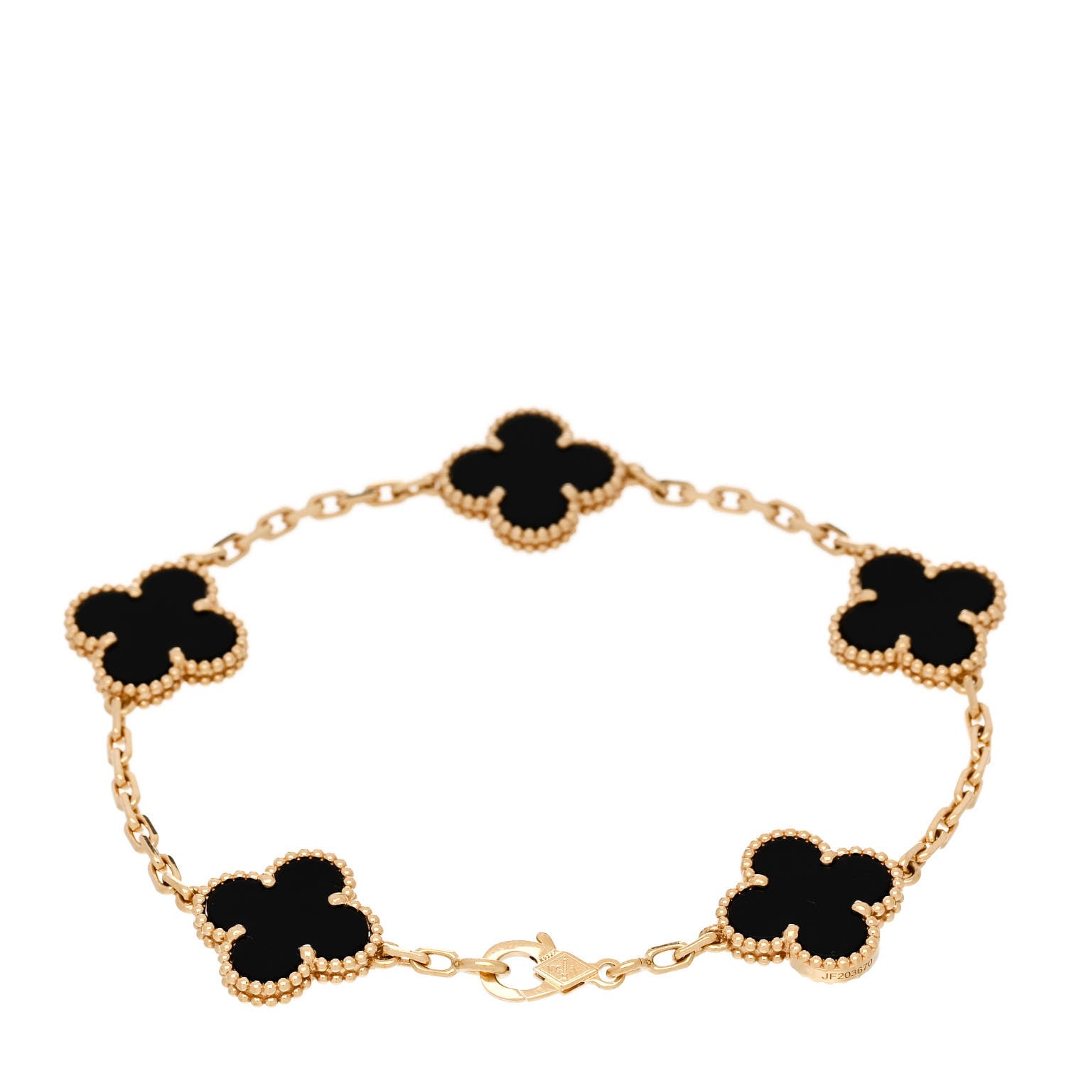 Van Cleef & Arpels VAN CLEEF & ARPELS 18K Yellow Gold Black Onyx 5 Motifs Vintage Alhambra Bracelet 2 of 5