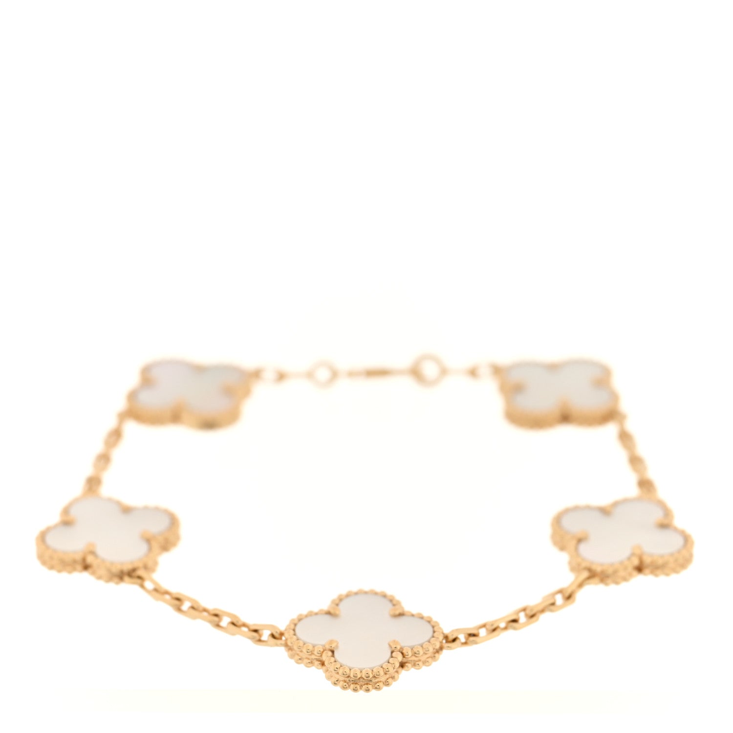 Van Cleef & Arpels 18K Yellow Gold Mother of Pearl 5 Motifs Vintage Alhambra Bracelet 1 of 4