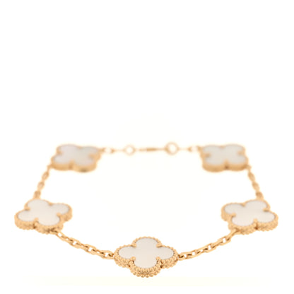 Van Cleef & Arpels 18K Yellow Gold Mother of Pearl 5 Motifs Vintage Alhambra Bracelet 1 of 4