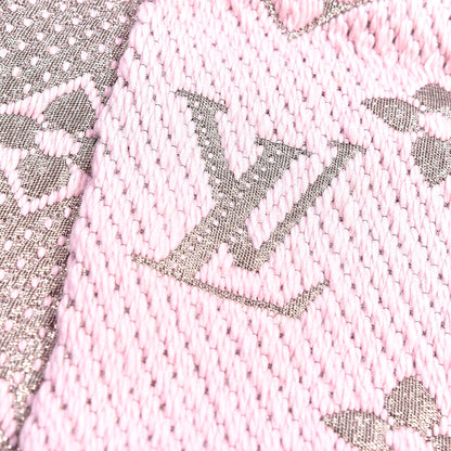 Louis Vuitton Wool Silk Logomania Rainbow Scarf Crystal Pink 4 of 6