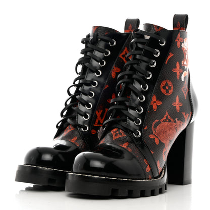 Louis Vuitton Patent Calfskin Catogram Star Trail Ankle Boots 38.5 Black Marron 3 of 10