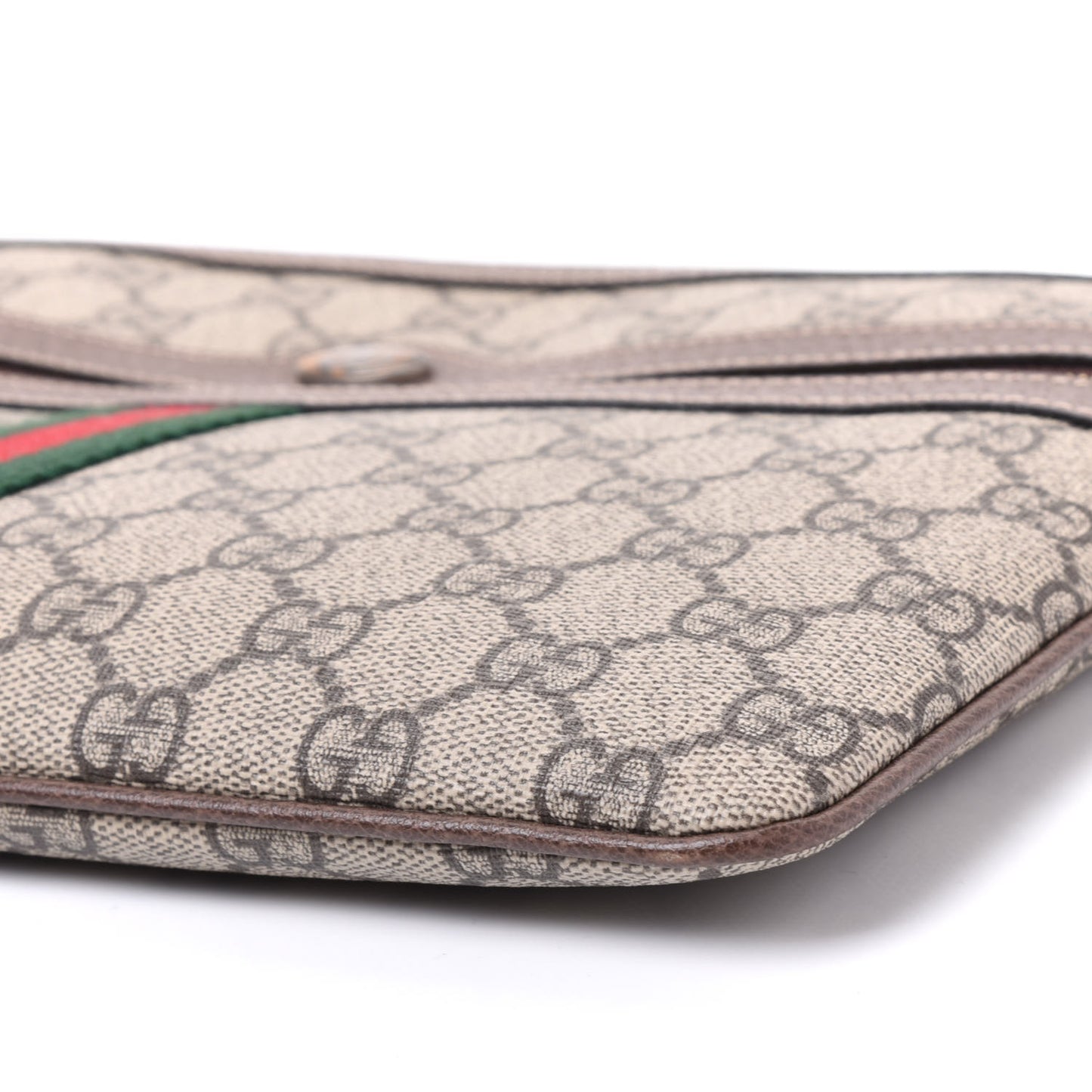 GG Supreme Monogram Large Ophidia Pouch Clutch Brown