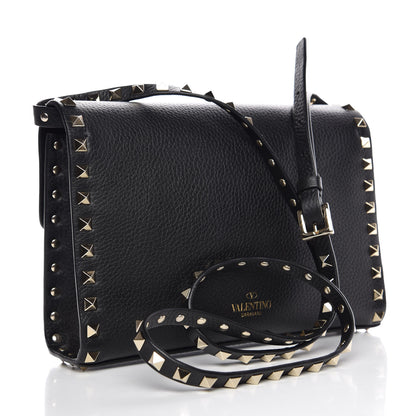 Valentino Garavani Pebbled Calfskin Medium Rockstud Flip Lock Crossbody Bag Black 3 of 7